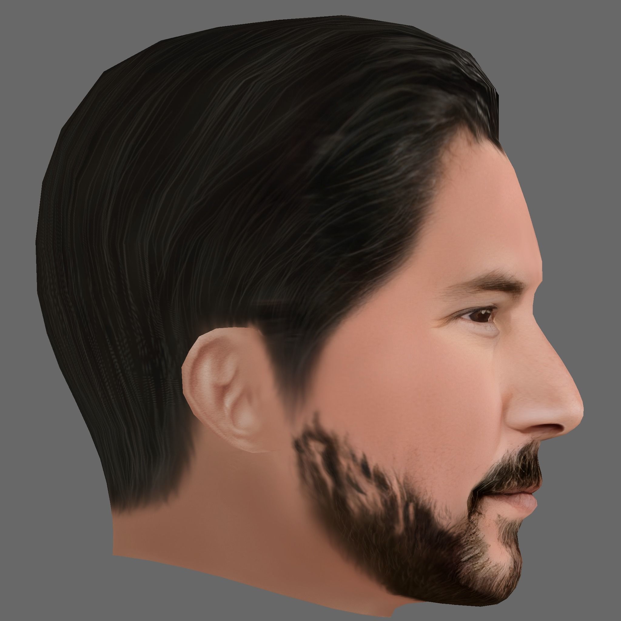 Keanu Reeves Head - Low poly head for game Low-poly 3D model_5