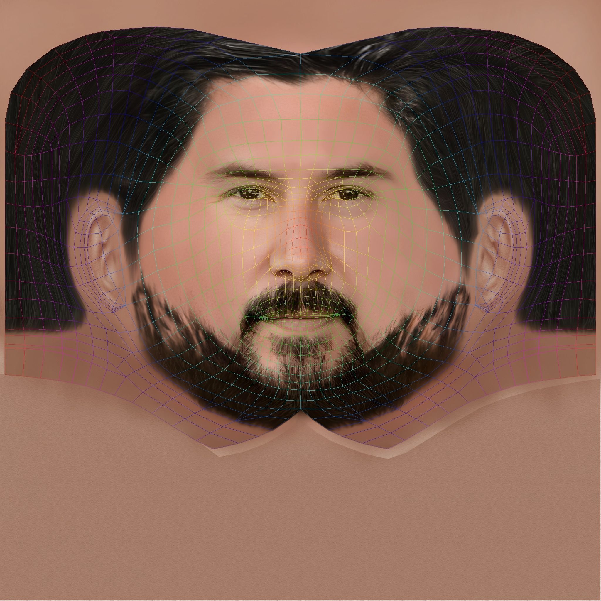 Keanu Reeves Head - Low poly head for game Low-poly 3D model_8