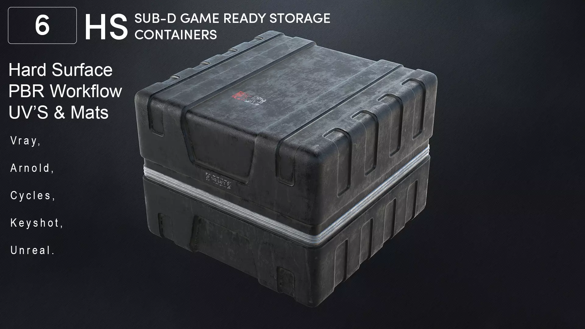 6 Scifi Storage Box Variations Low-poly 3D model_0