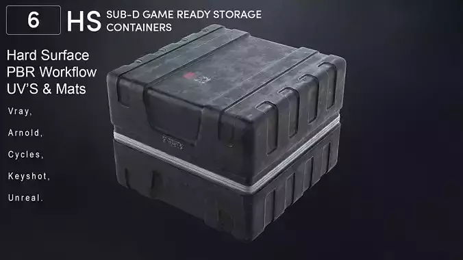 6 Scifi Storage Box Variations Low-poly 3D model 6 Scifi Storage Box Variations Low-poly 3D model