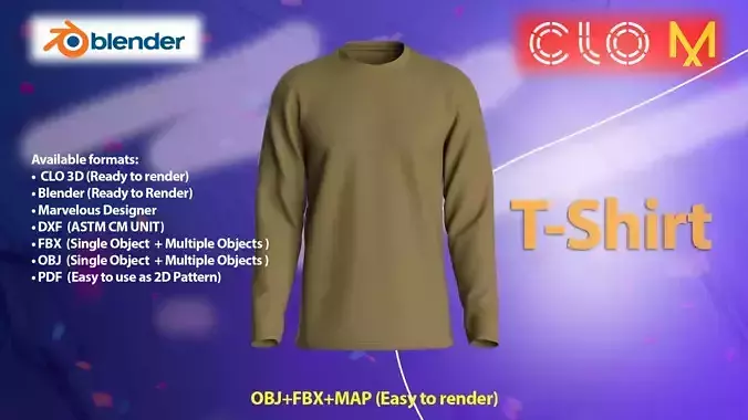 Sporty Round Neck Long Sleeve Jersey CLO File 3D model