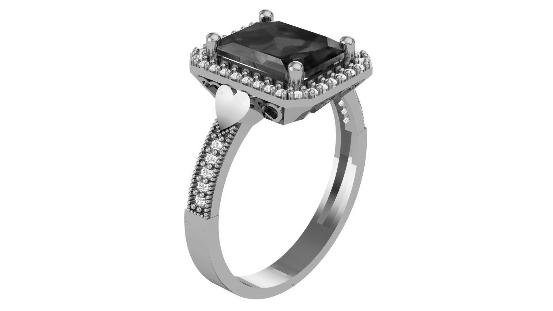 Halo Sapphire Gemstone Ring 3dm stl render details 3D print model_4