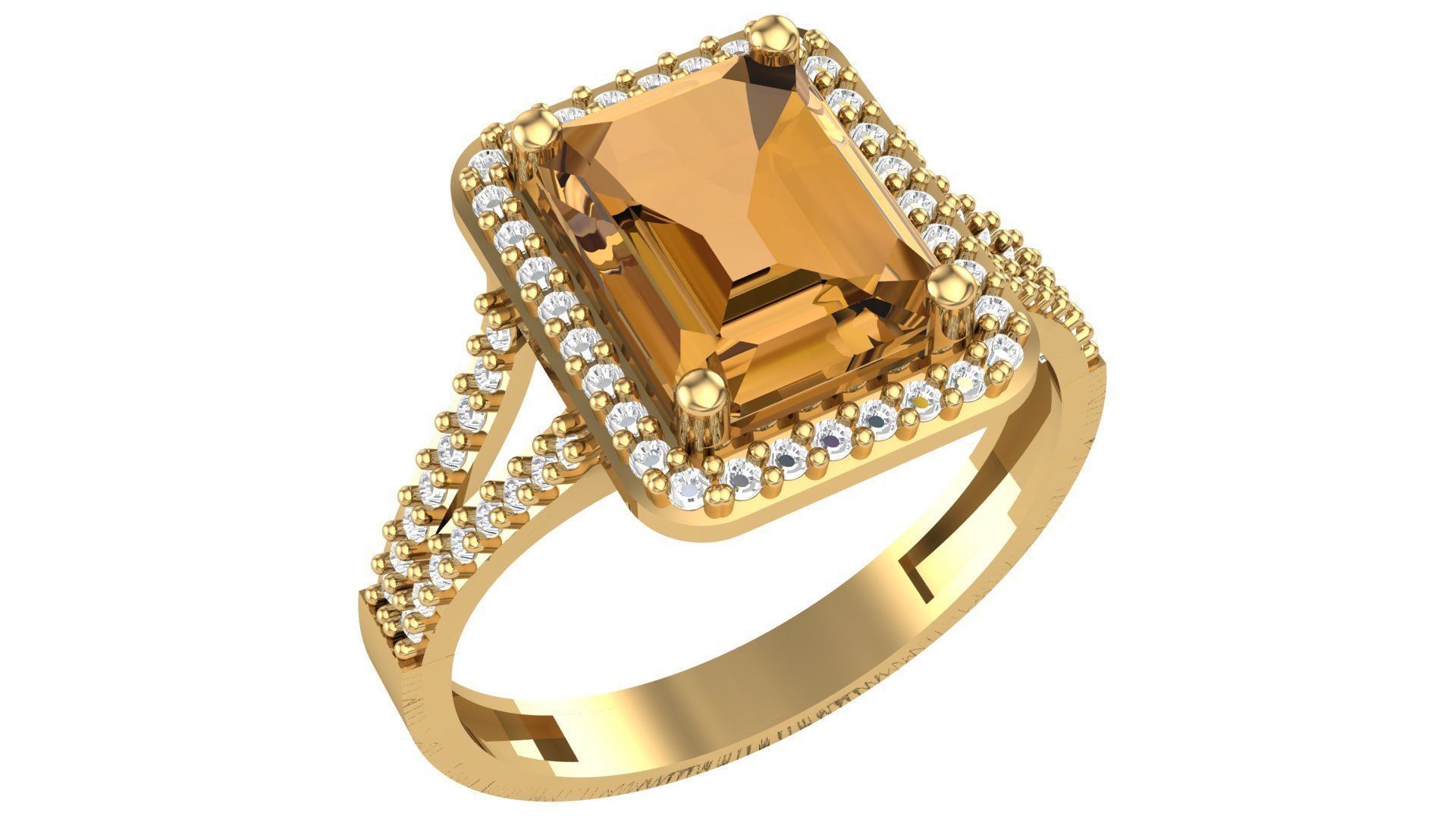 Halo Gemstone Ring 3dm stl render details 3D print model_1