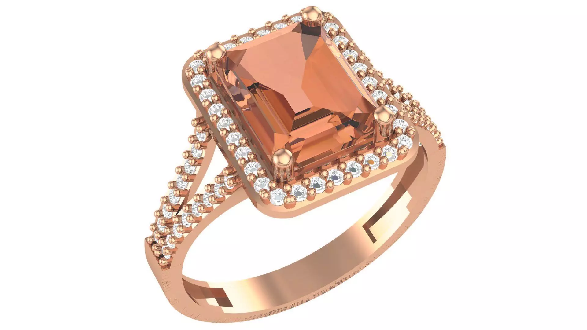 Halo Gemstone Ring 3dm stl render details 3D print model_0