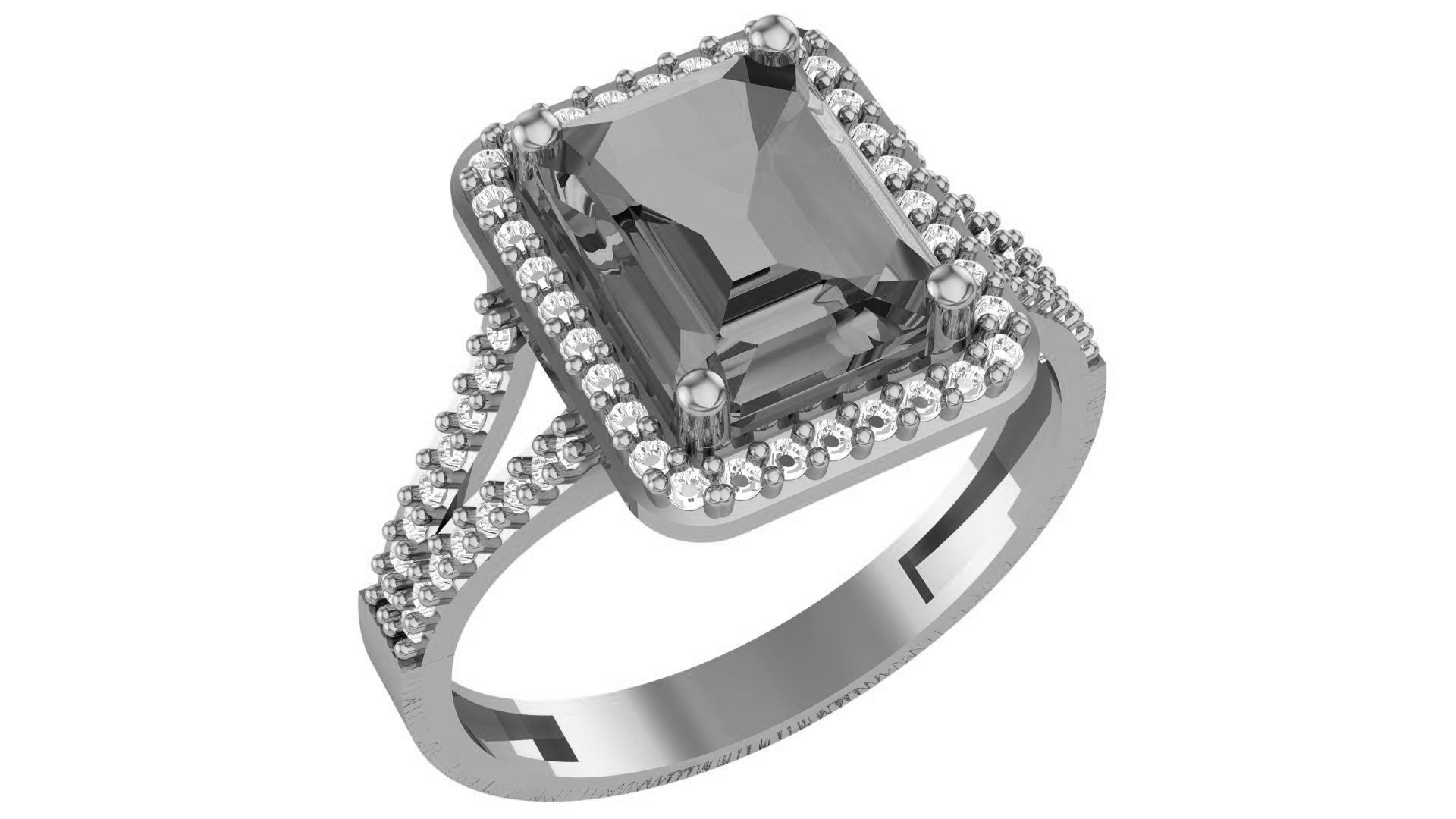 Halo Gemstone Ring 3dm stl render details 3D print model_2