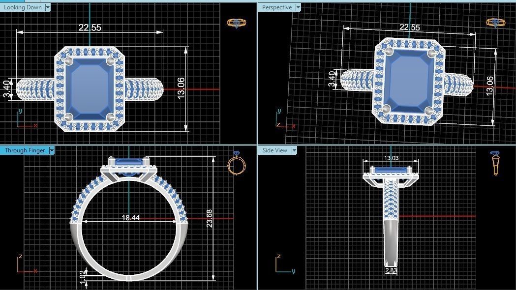Halo Emerald Gemstone Ring 3dm stl render details 3D print model_4