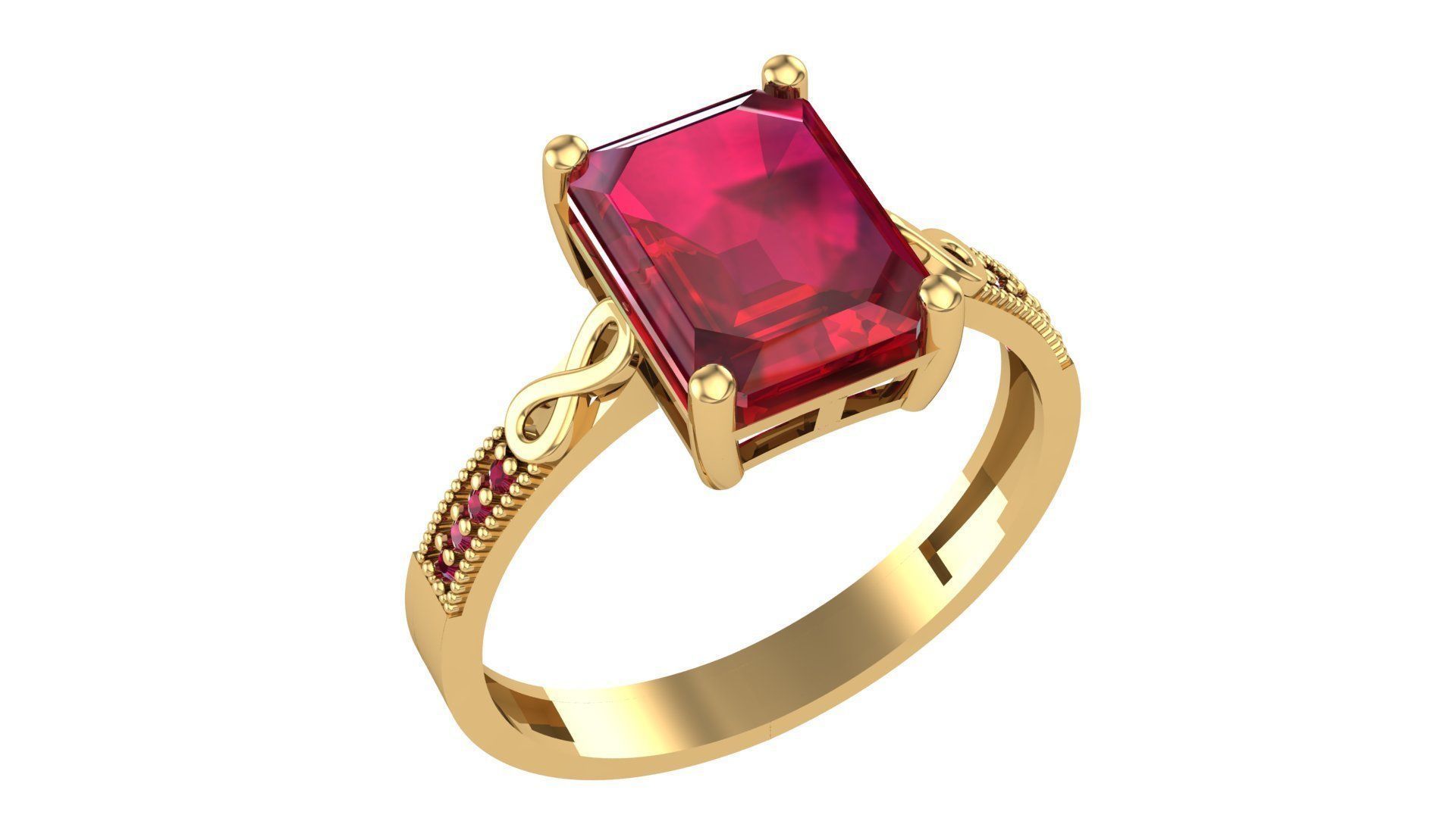 Halo Ruby Gemstone Ring 3dm stl render details 3D print model_1
