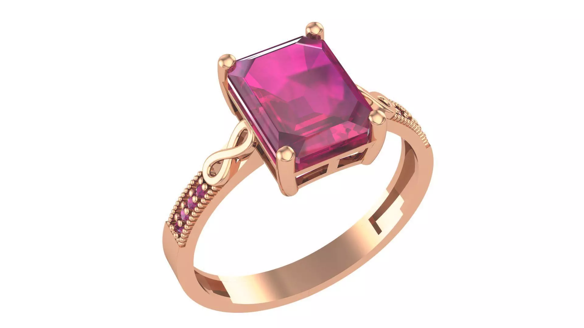 Halo Ruby Gemstone Ring 3dm stl render details 3D print model_0