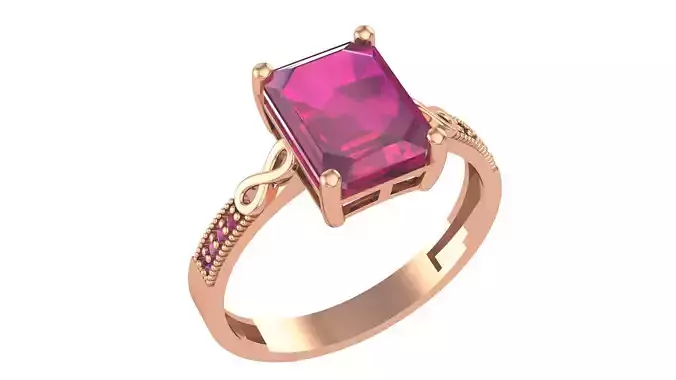 Halo Ruby Gemstone Ring 3dm stl render details 3D print model