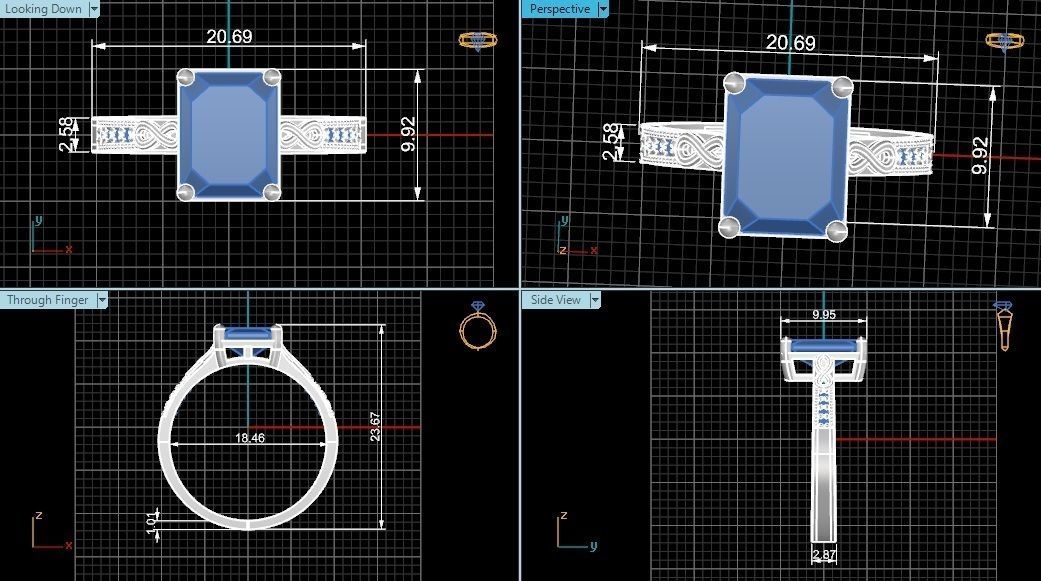 Halo Ruby Gemstone Ring 3dm stl render details 3D print model_4