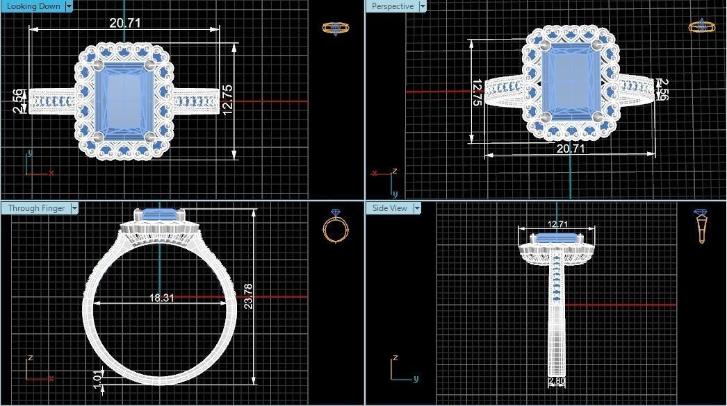 Halo Ruby Ring 3dm stl render details 3D print model_4