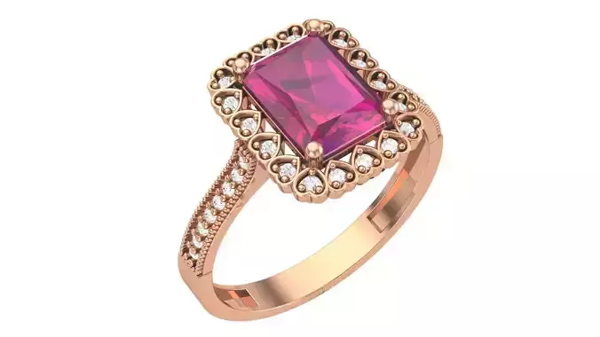 Halo Ruby Ring 3dm stl render details 3D print model