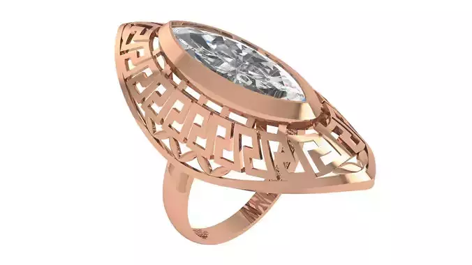 Halo Gemstone Ring 3dm stl render details