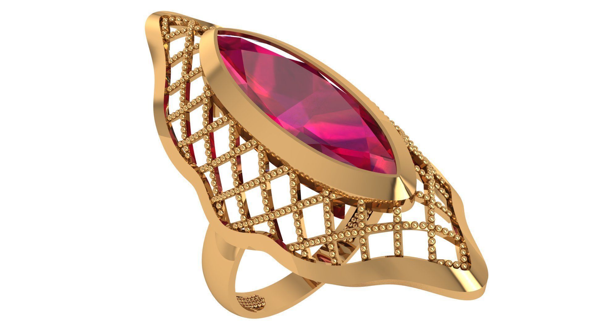 Ruby Gemstone Ring 3dm stl render details 3D print model_1