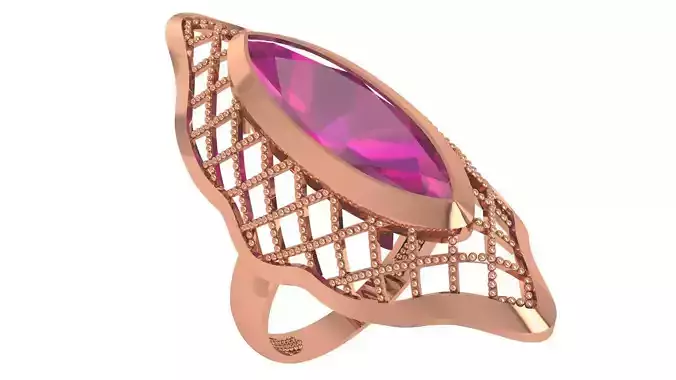 Ruby Gemstone Ring 3dm stl render details 3D print model