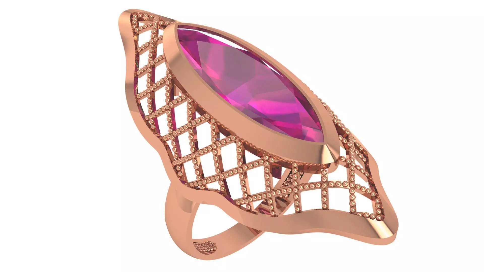 Ruby Gemstone Ring 3dm stl render details 3D print model_0