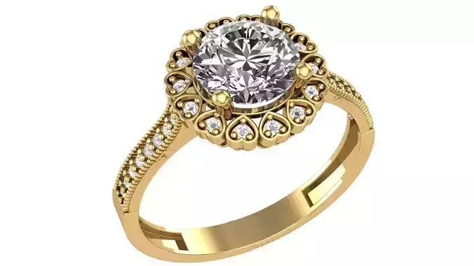 Halo Gemstone Ring 3dm stl render details 3D print model