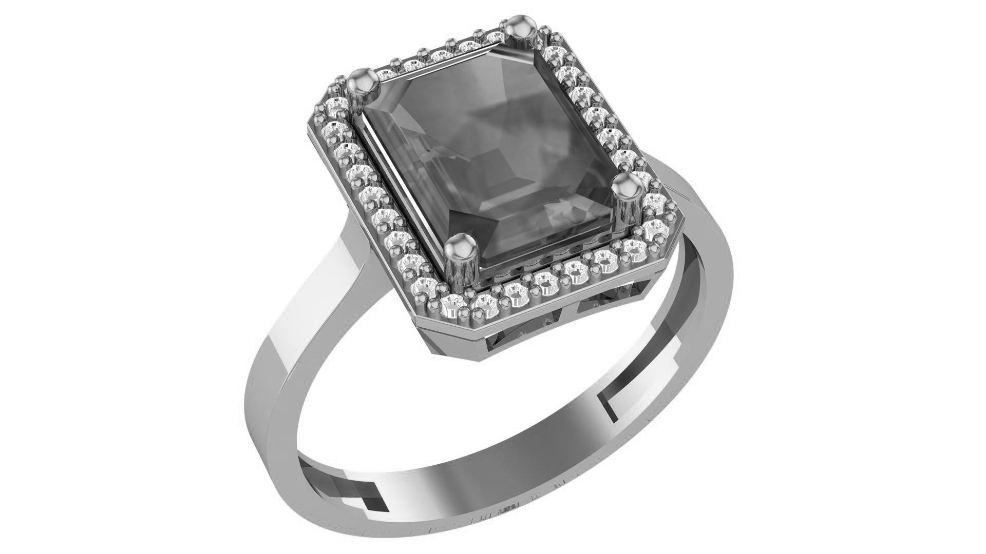 Halo Ruby Gemstone Ring 3dm stl render details 3D print model_2