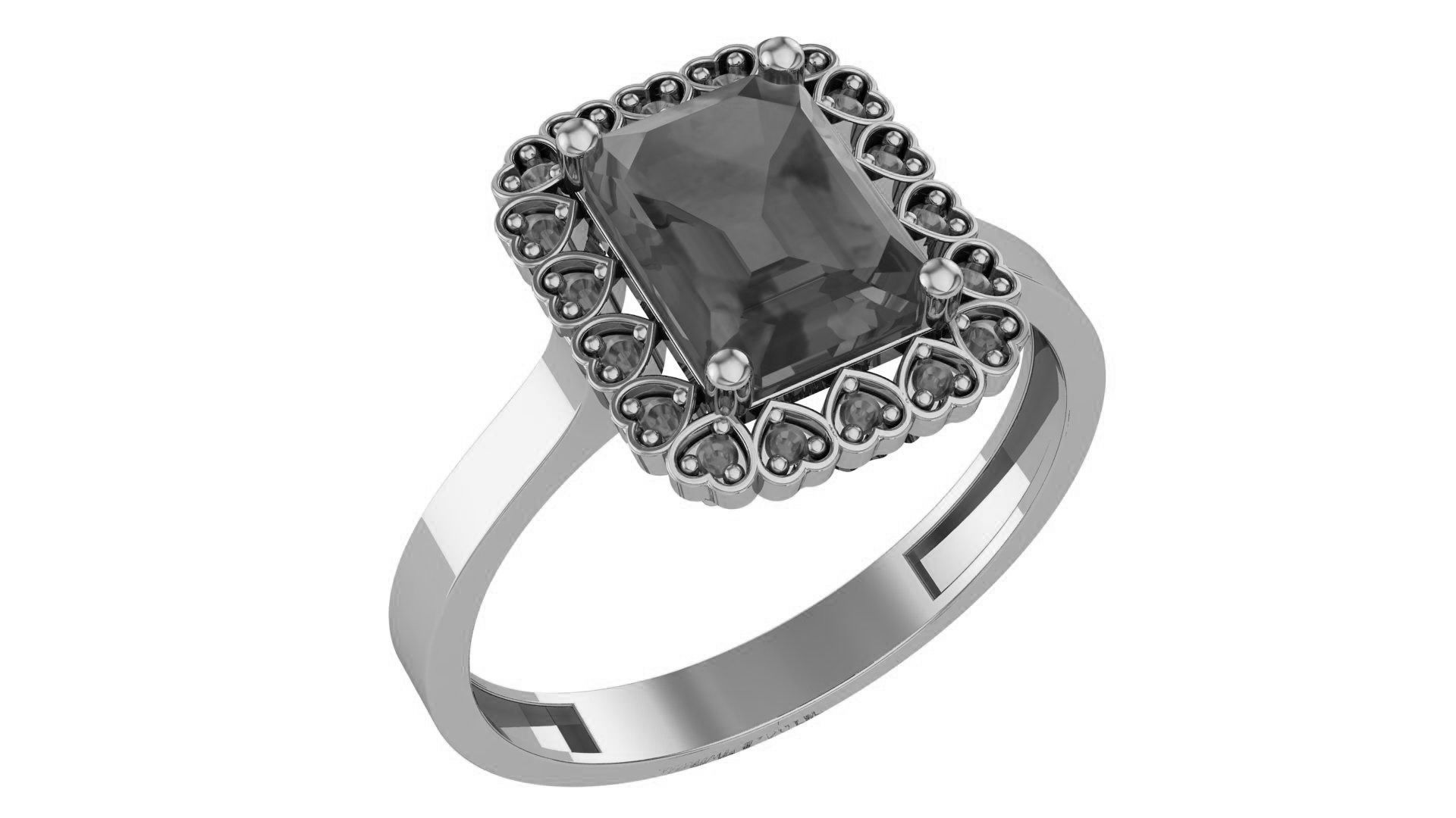 Halo Ruby Gemstone Ring 3dm stl render details 3D print model_2