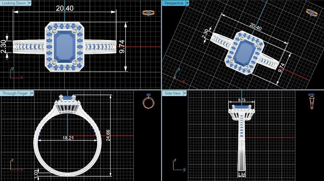 Halo Ruby Gemstone Ring 3dm stl render details 3D print model_4