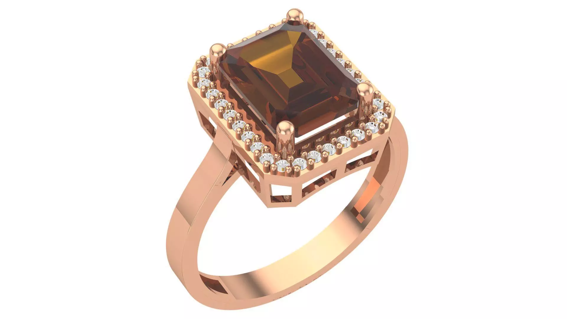 Halo Ruby Gemstone Ring 3dm stl render details 3D print model_0