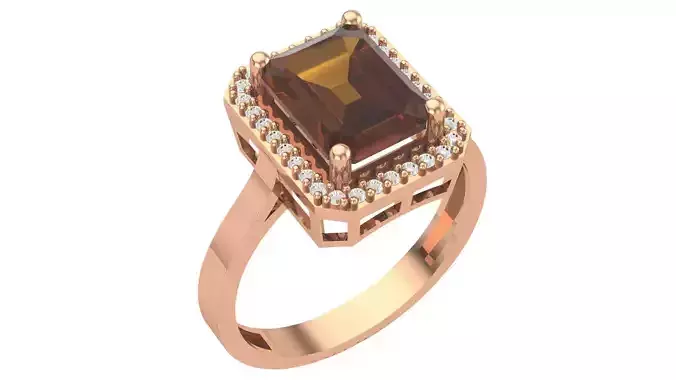 Halo Ruby Gemstone Ring 3dm stl render details 3D print model