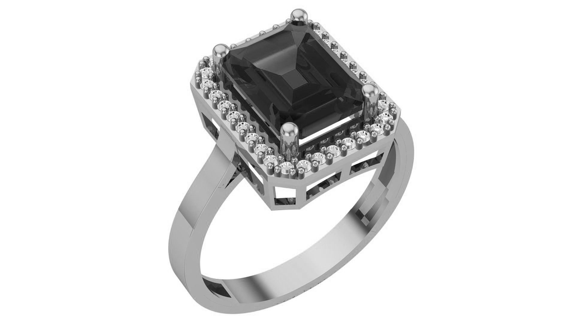 Halo Ruby Gemstone Ring 3dm stl render details 3D print model_2