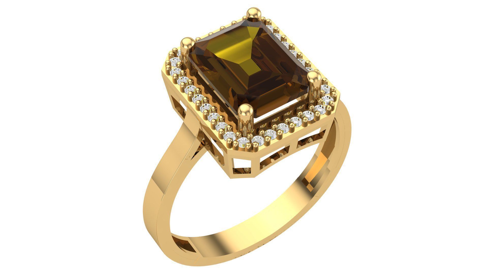 Halo Ruby Gemstone Ring 3dm stl render details 3D print model_1