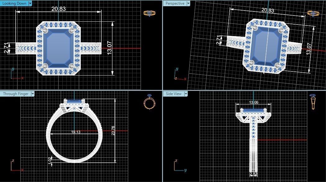Halo Ruby Gemstone Ring 3dm stl render details 3D print model_4