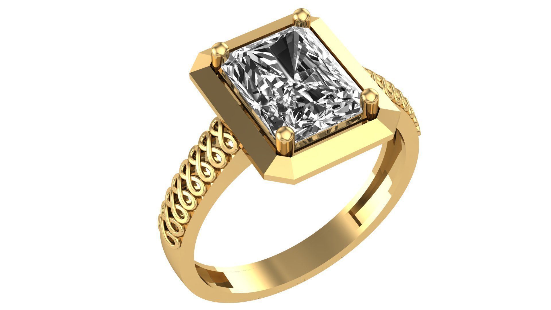 Halo Gemstone Ring 3dm stl render details 3D print model_1