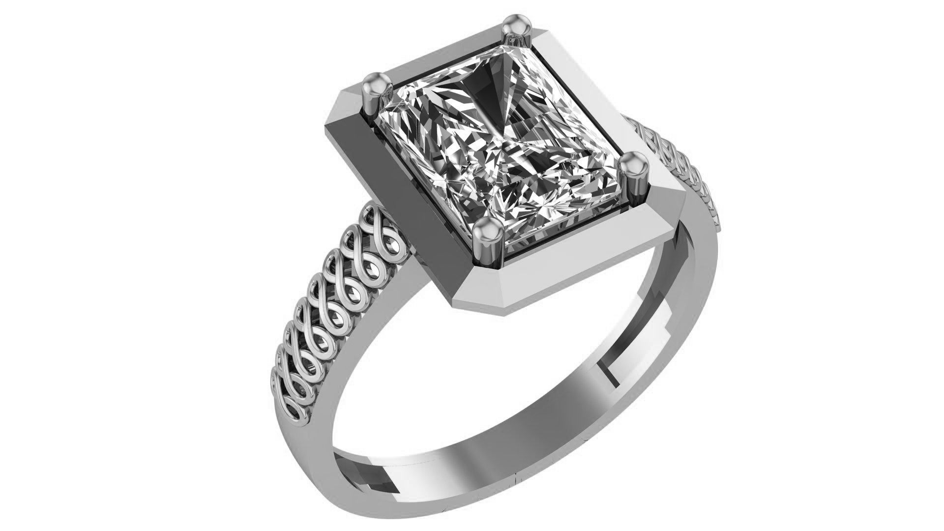 Halo Gemstone Ring 3dm stl render details 3D print model_2