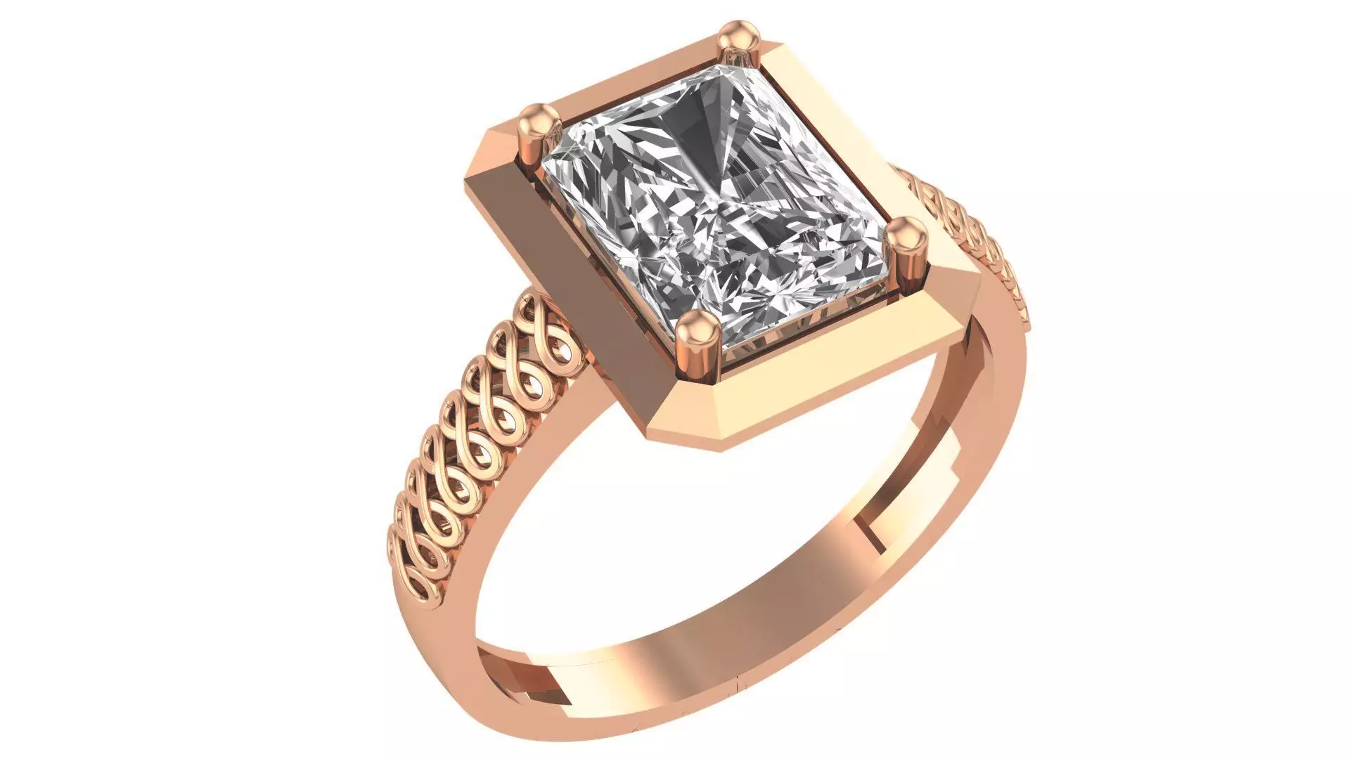 Halo Gemstone Ring 3dm stl render details 3D print model_0