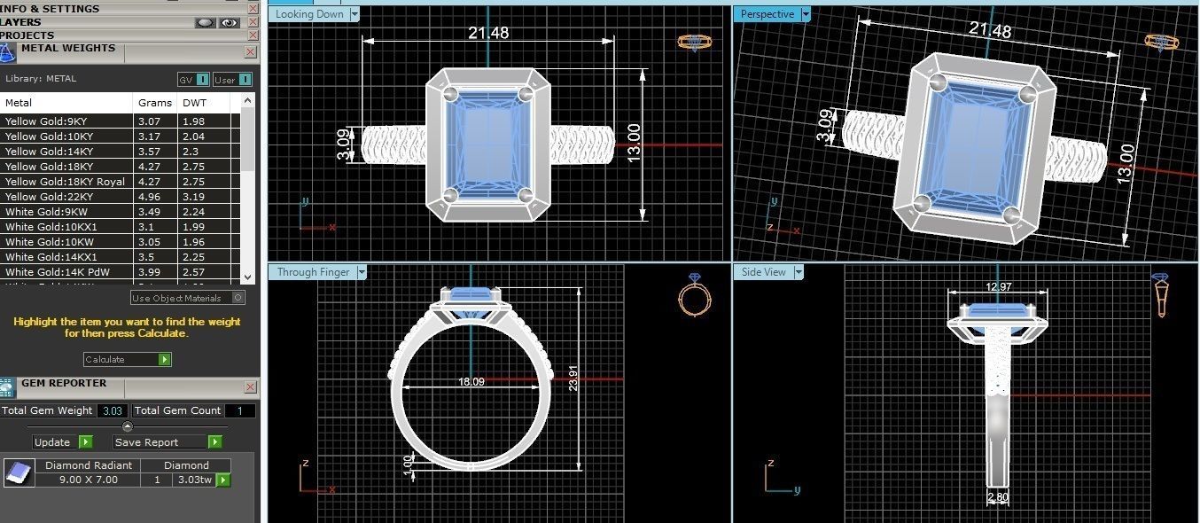 Halo Gemstone Ring 3dm stl render details 3D print model_3