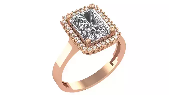 Halo Gemstone Ring 3dm stl render details 3D print model