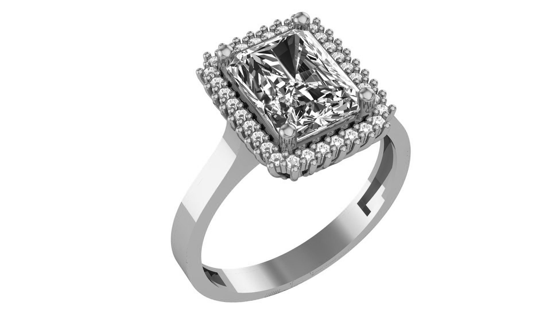 Halo Gemstone Ring 3dm stl render details 3D print model_2