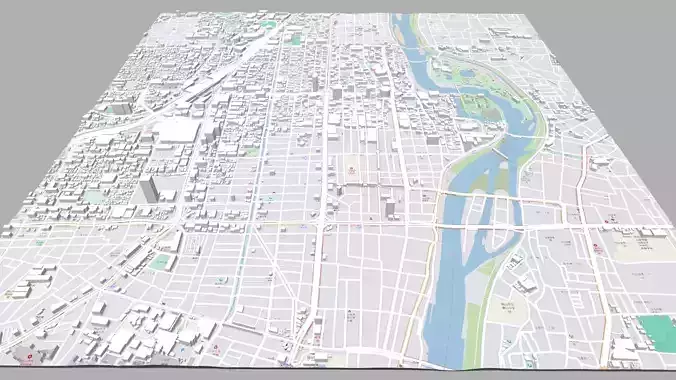 Cityscape Okayama Japan 3D model