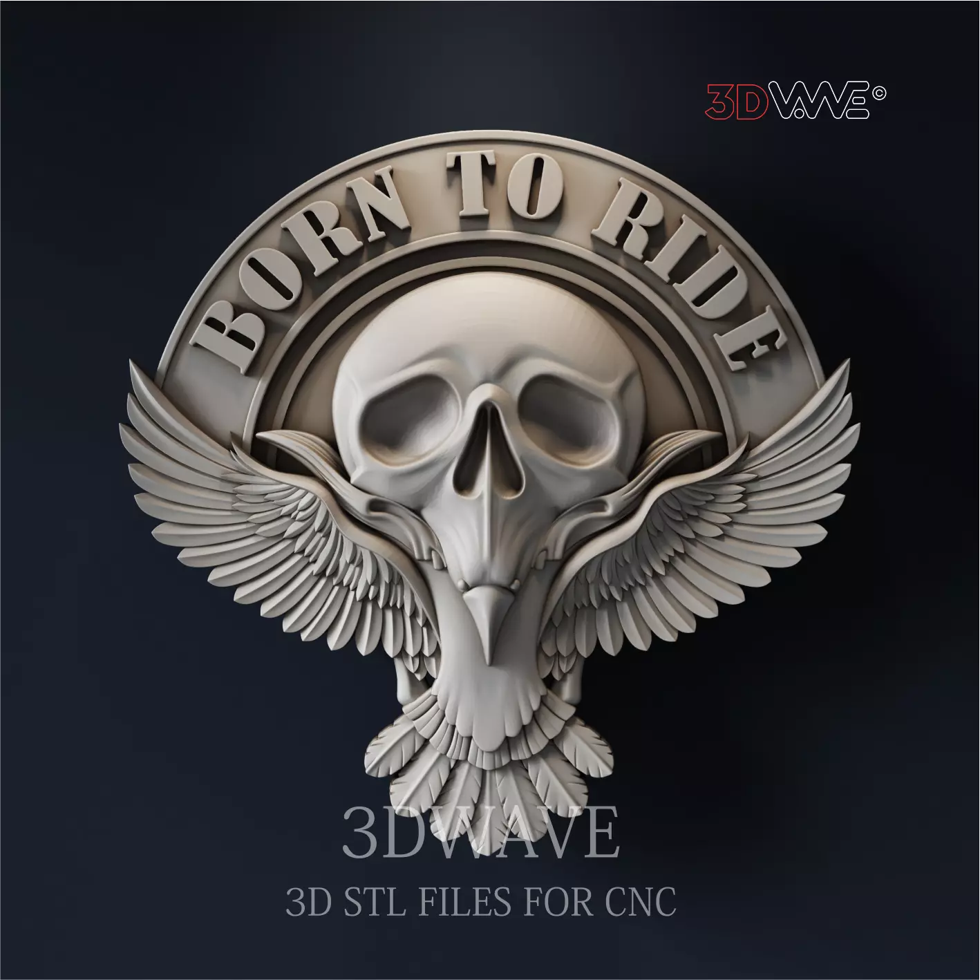 RAVEN BIKER SKULL 3d stl files for CNC 3D model_0