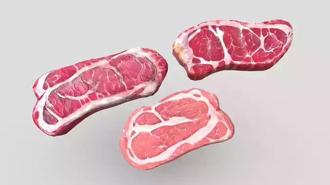 Raw Steak Pack Low-poly 3D model