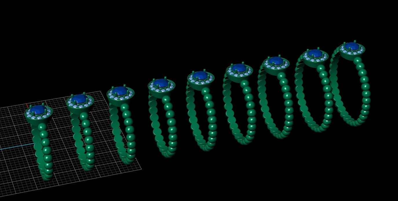 Rings Perlee Clovers All Sizes Collection 3D print model_11