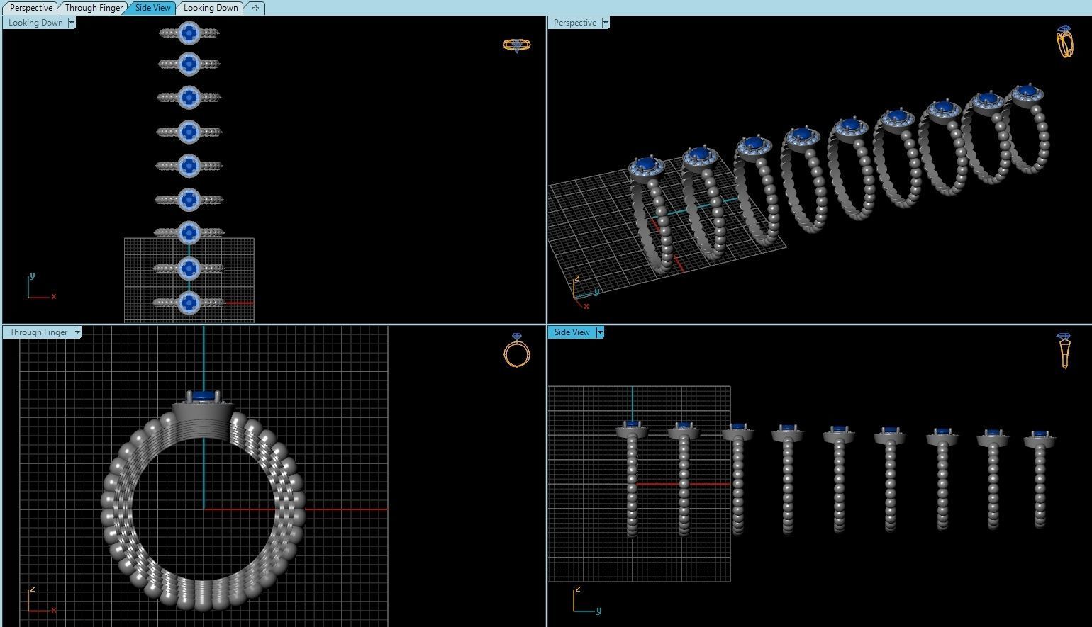 Rings Perlee Clovers All Sizes Collection 3D print model_6