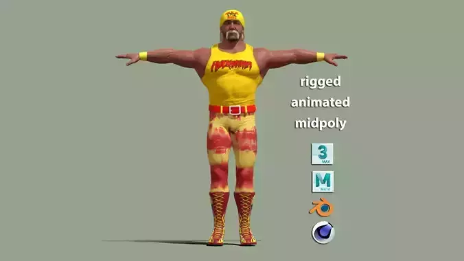 T-Pose rigged Hulk Hogan