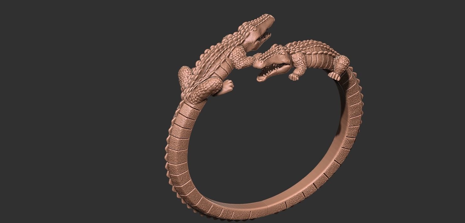 CROCODILE BRACELET BANGLE 3D print model_2