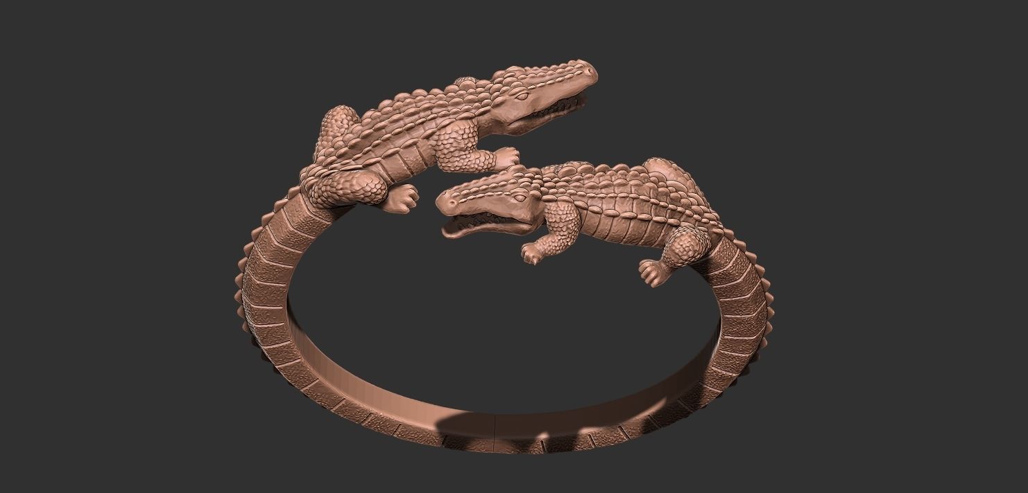 CROCODILE BRACELET BANGLE 3D print model_3