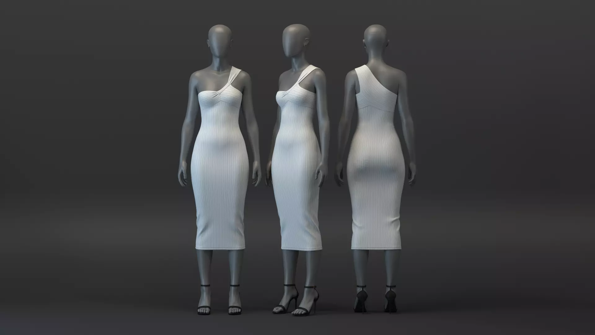 Knit Asymmetric Dress 3D model