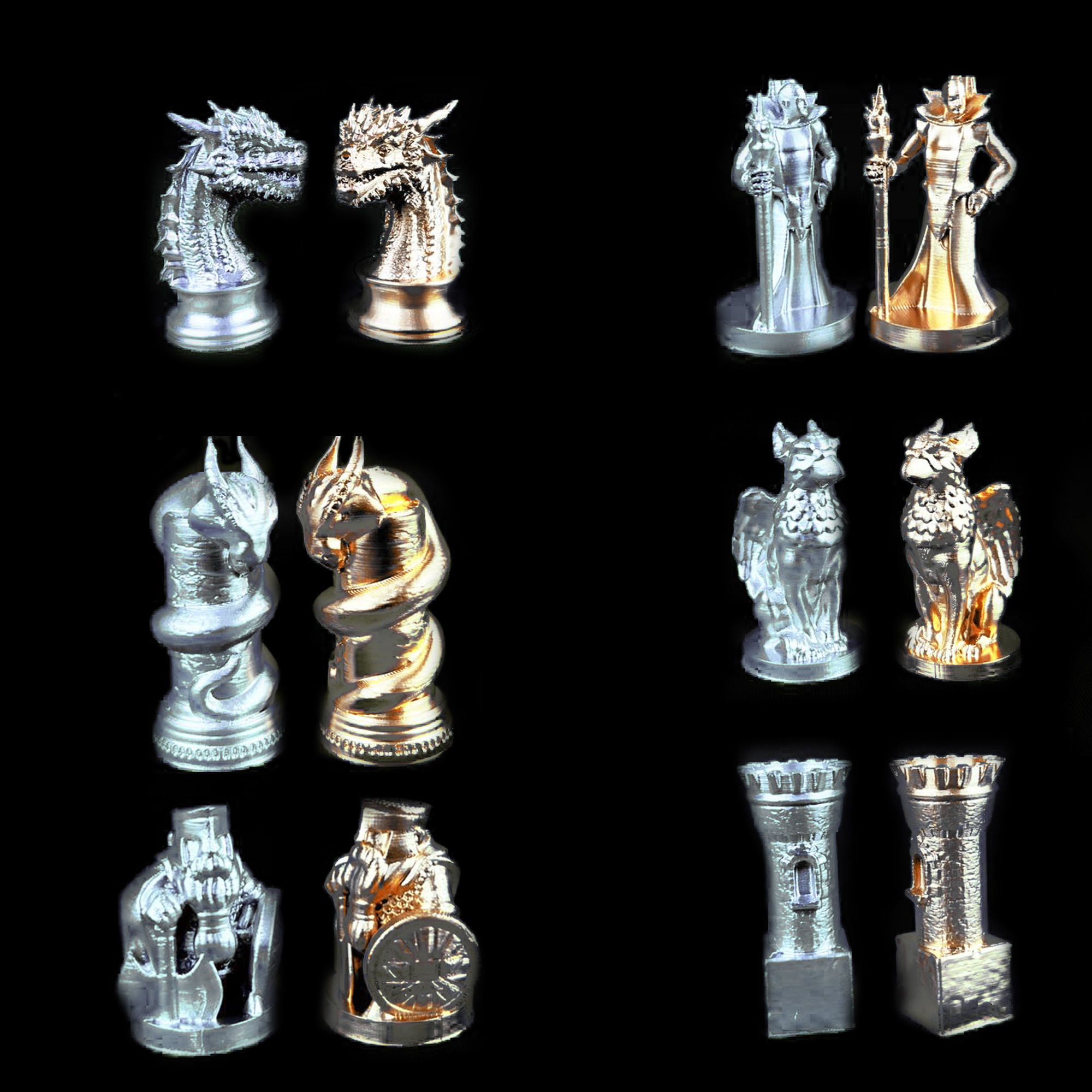 Dragon Chess Pieces 6 Different Pieces - Dragon Chess Game 3D print model_17