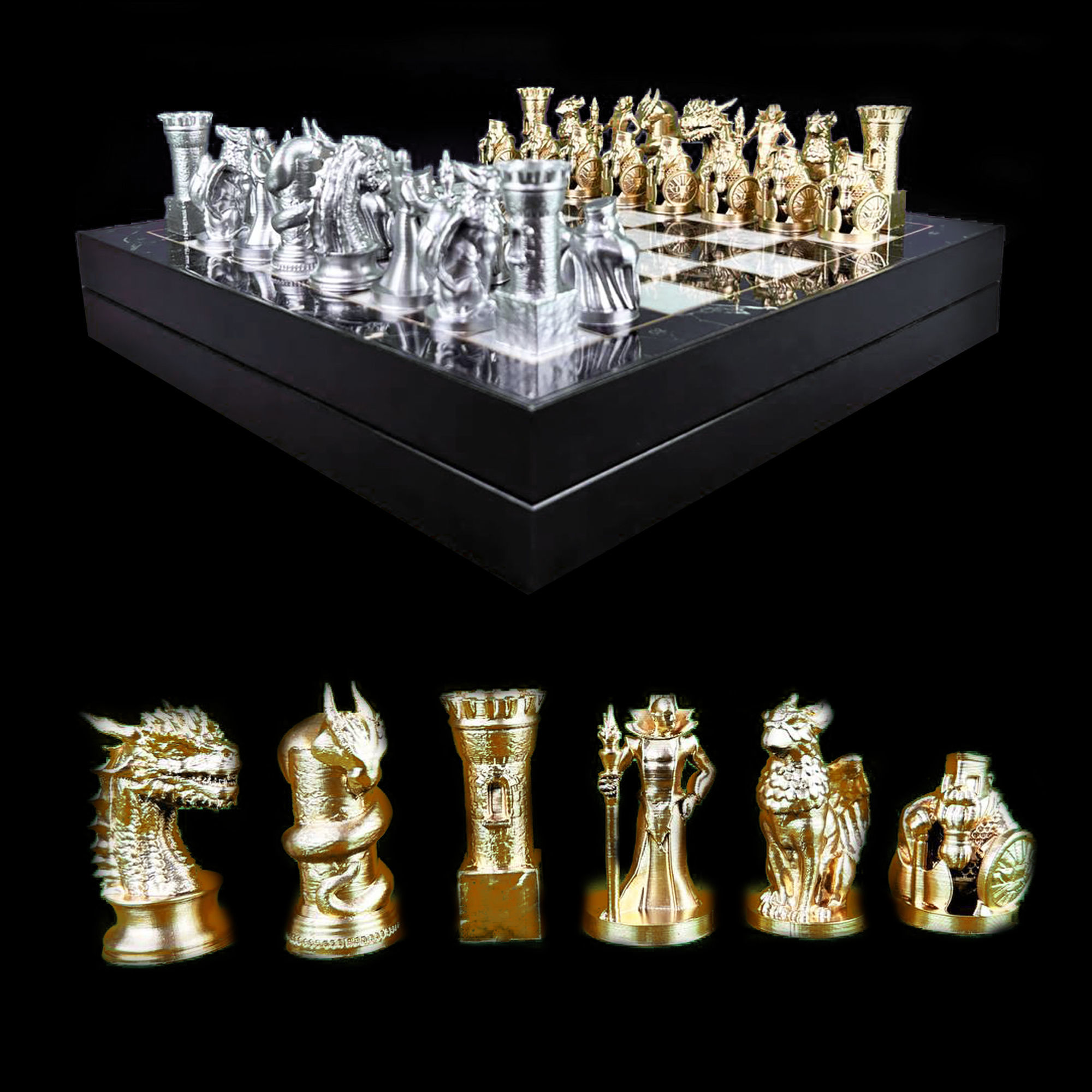 Dragon Chess Pieces 6 Different Pieces - Dragon Chess Game 3D print model_55