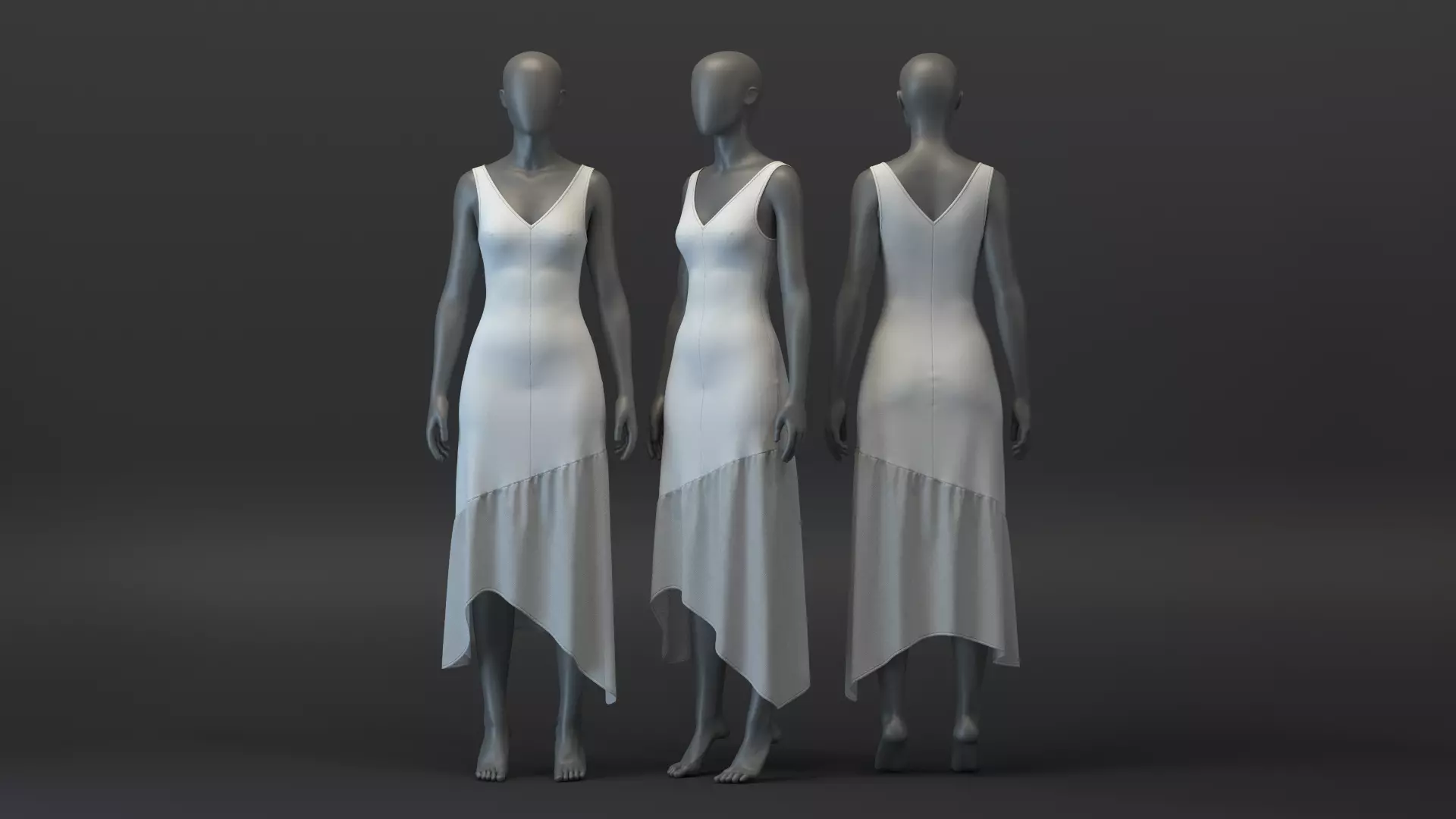 Asymmetric Midi Dress 3D model