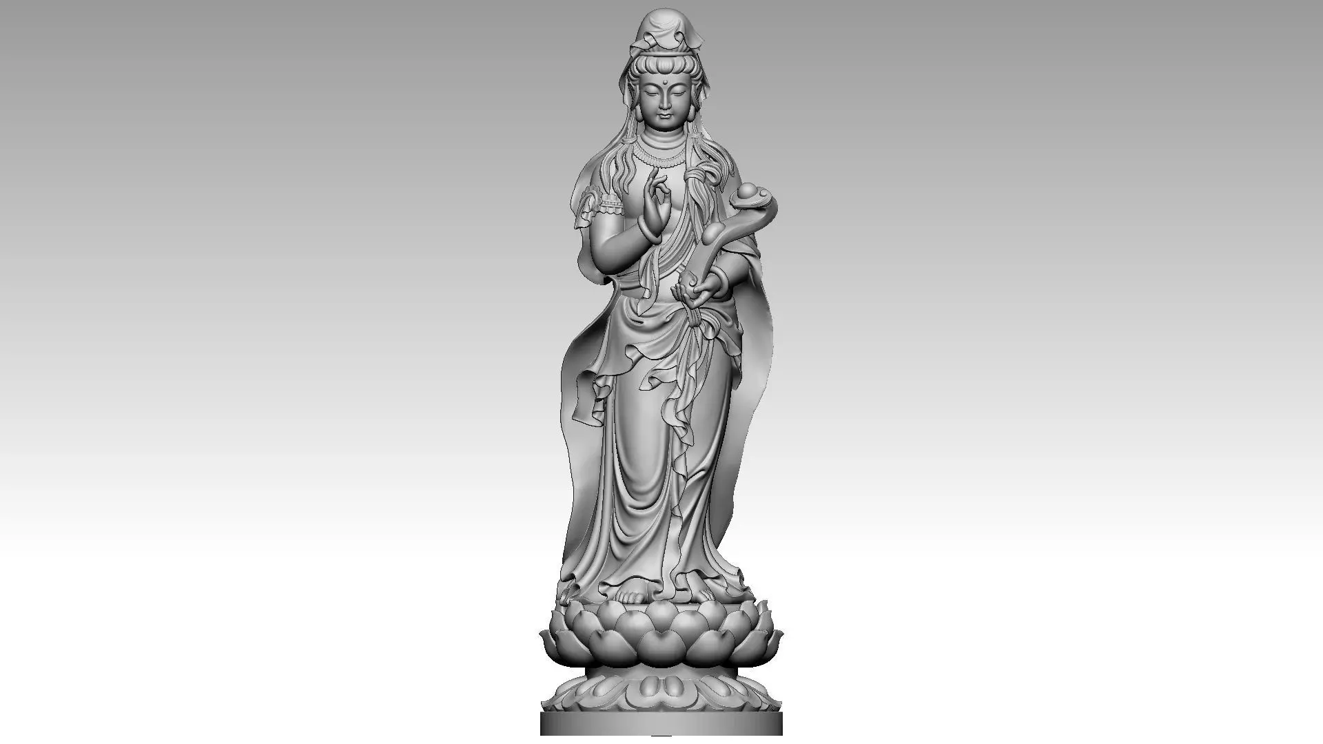 Avalokiteshvara Buddha holding the wish-fulfilling Stick 3D print model_0