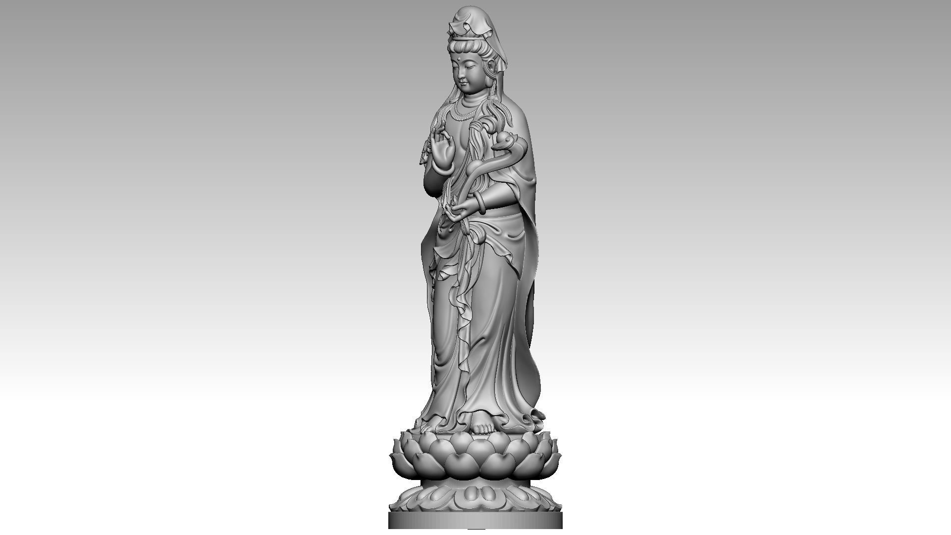 Avalokiteshvara Buddha holding the wish-fulfilling Stick 3D print model_1