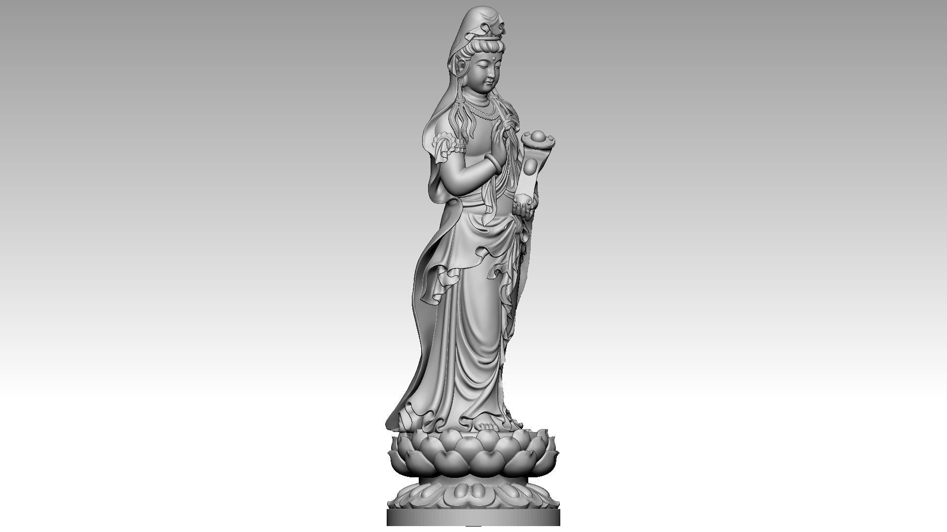 Avalokiteshvara Buddha holding the wish-fulfilling Stick 3D print model_7